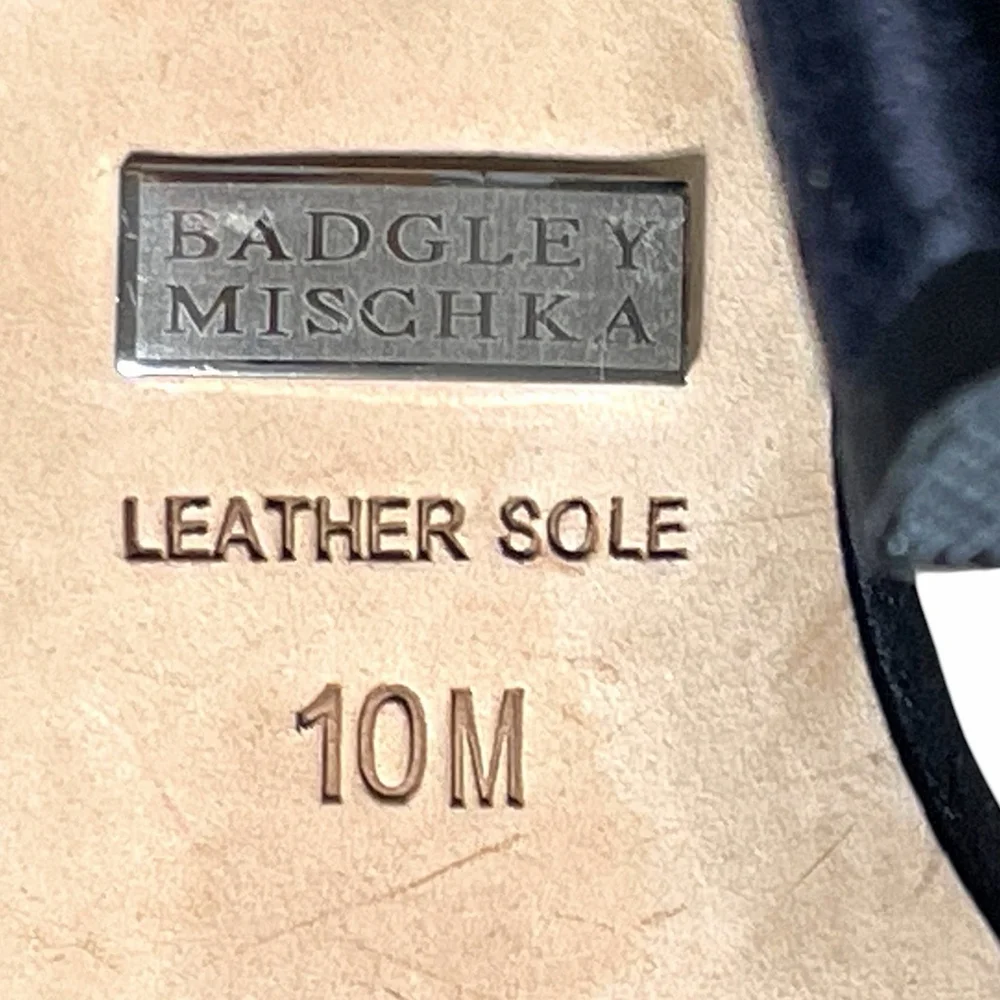 Badgley Mischka Women 10 Heels Open Toe Satin Rhinestone Stiletto Platform Black - Picture 14 of 16